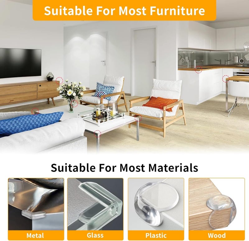 Rindion 40 Pack Corner Protector Baby, 2 Shapes Baby Proof Corners and Edges, Clear Table Corner Covers Baby, Baby Corner Protector Guards, Corner Guards for Table Edges & Sharp Corners - Image 4